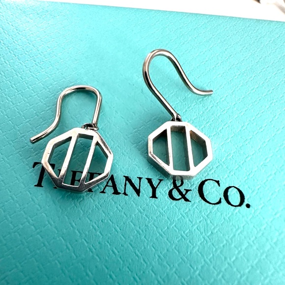 Tiffany & Co RARE Paloma Picasso Zellige Drop Dangle Earrings Sterling Silver - Picture 3 of 11